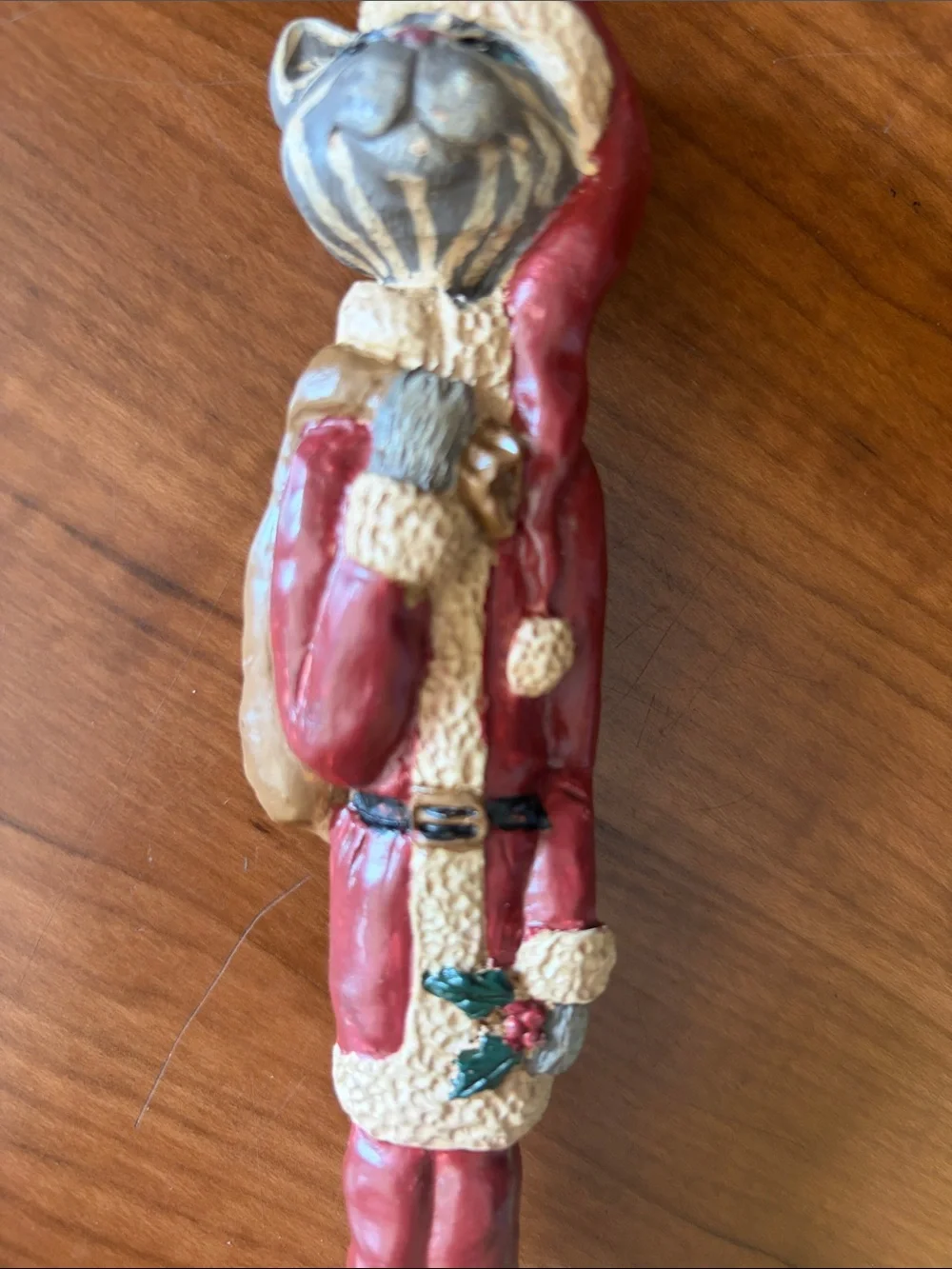 Kandy folk art Santa kitty cat figurine signed 1992